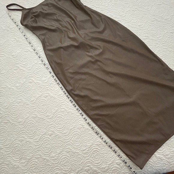 WILD FABLE Faux Leather Slip Dress in Dark Taupe Size XS - Picture 6 of 16